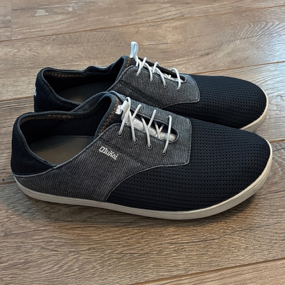Olukai Men's Nohea Moku No Tie Slip On Boat Shoes Dark Shadow US 9 EUR 42 - Picture 1 of 7